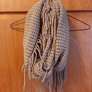 Infinity scarf with fringe.